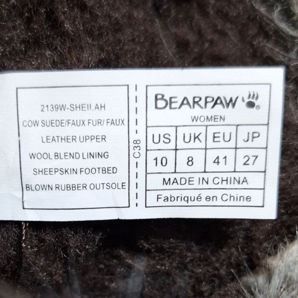 Bearpaw Sheilah Brown Suede Faux Fur Tall Winter Boots Womens 10 2139W